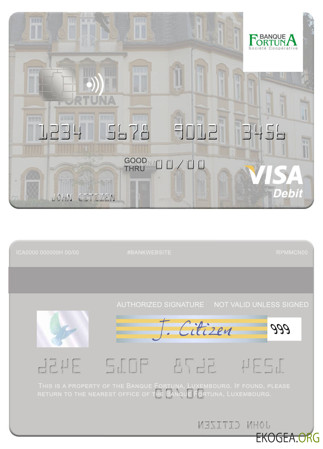 Carte de débit visa Luxembourg Banque Fortuna